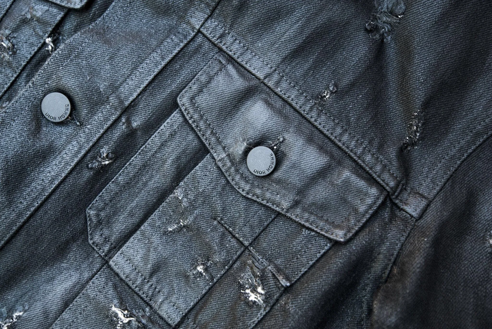 INQUIRE Dior homme Waxed Coated Denim Jacket S/S 2004 "strip" Medium