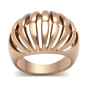 IP Rose Gold(Ion Plating) Brass Ring with No Stone for Women Style GL162