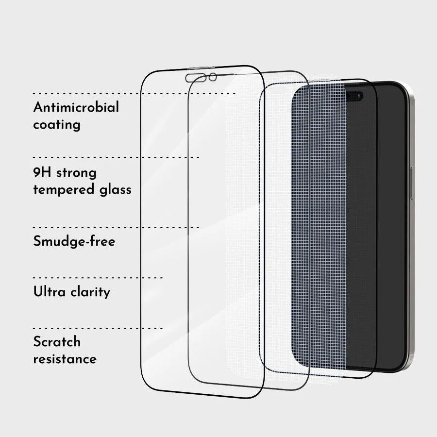 iPhone 12 Pro Full Coverage Tempered Glass Screen Protector with Phone Stand Installation Tool