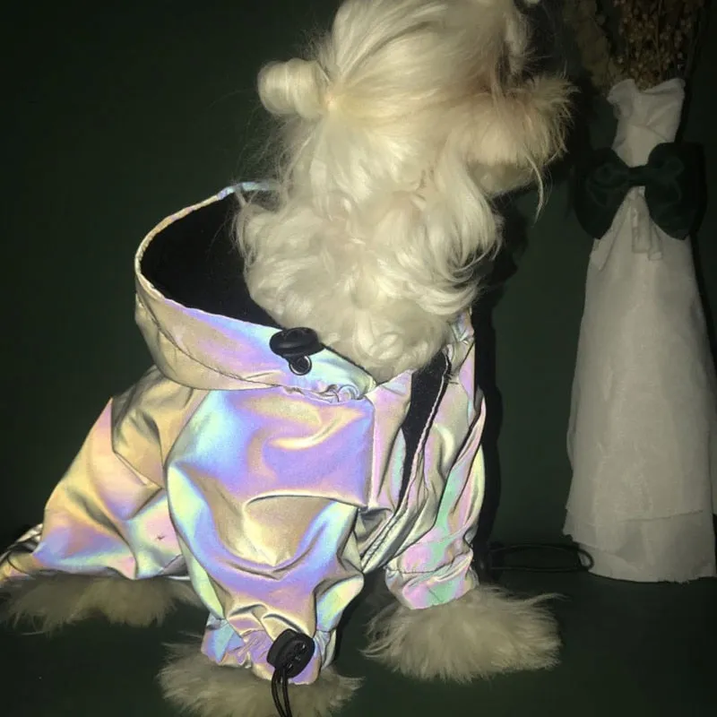 Irredescent Reflective Waterproof Dog Raincoat