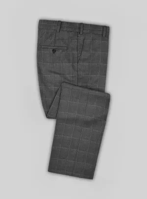 Italian Balca Gray Windowpane Flannel Pants