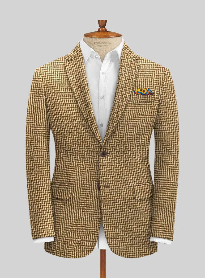 Italian Brown Houndstooth Tweed Jacket
