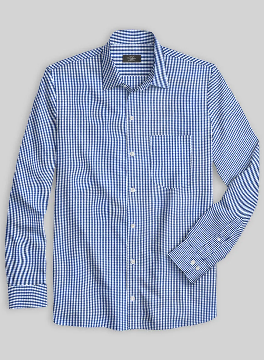 Italian Lombardo Gingham Yale Blue Checks Shirt