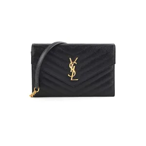 ITEM 25 - Saint Laurent Cassandre Wallet On Chain (WOC) Small Black