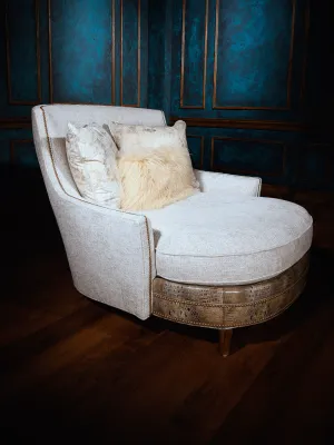 Ivory Fabric Chaise Lounge