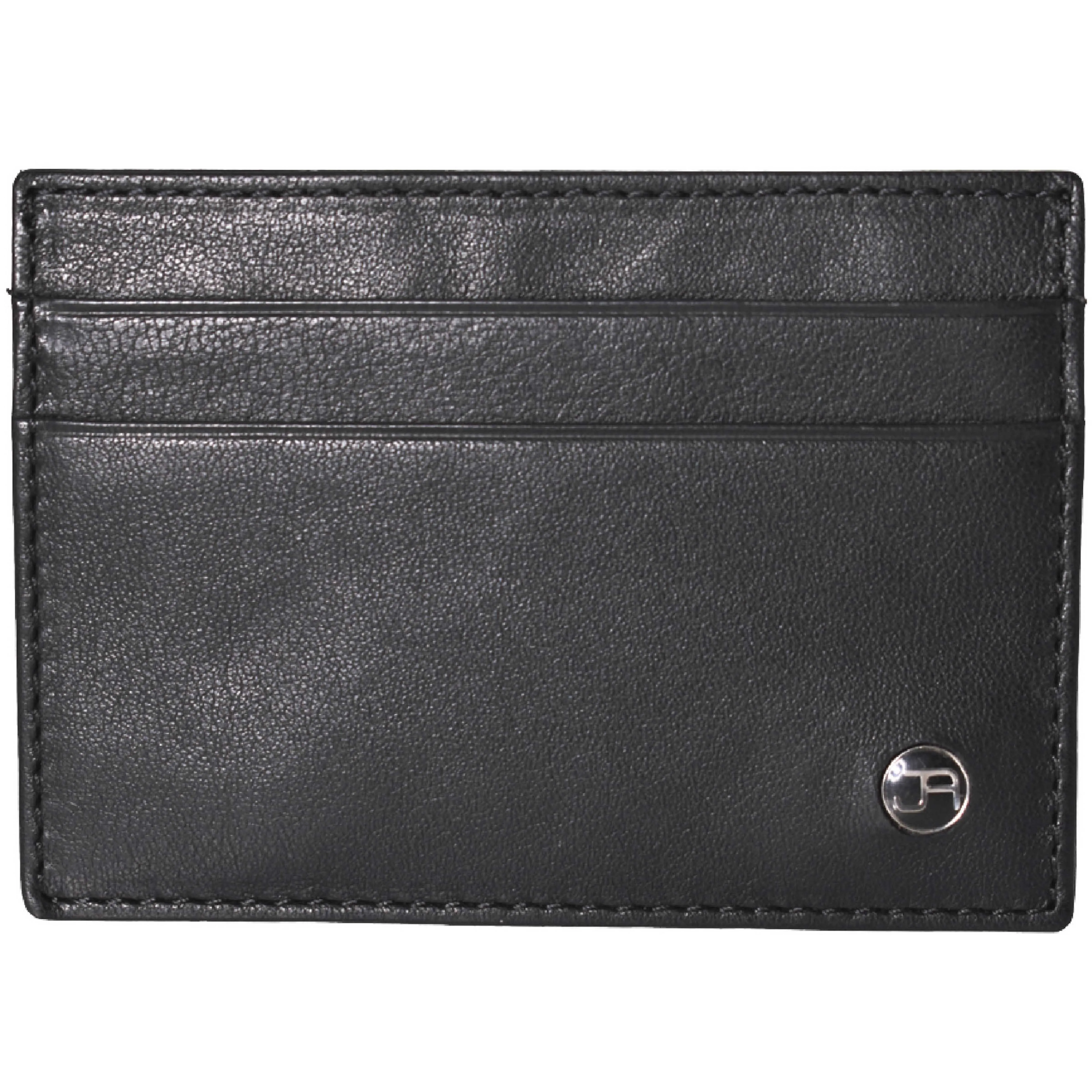 Jack Abrahams Goat Nappa Leather Card Case Front Pocket Wallet Black