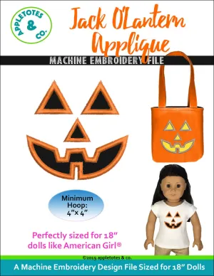 Jack O'Lantern Halloween Applique for 18" Dolls