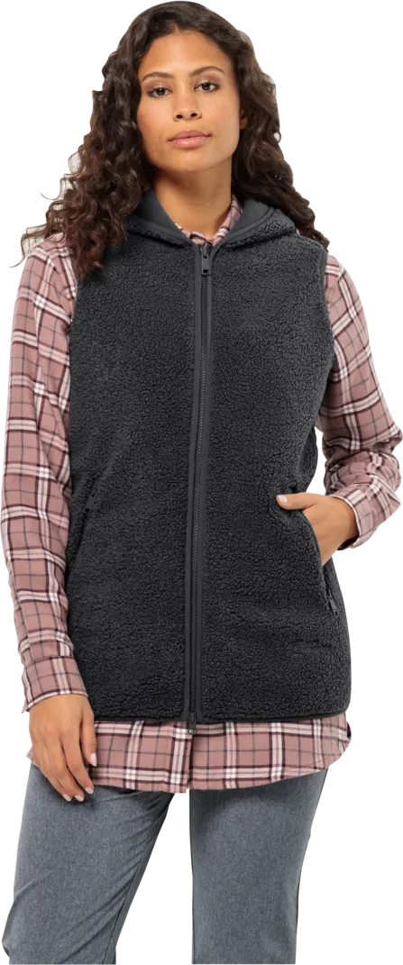Jack Wolfskin Women&#x27;s High Curl Long Vest Black | Buy Jack Wolfskin Women&#x27;s High Curl Long Vest Black here | Outnorth
