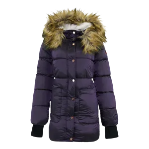 Jessica Simpson Women's Faux Fur Lined Nylon Puffer Jacket Black 2X