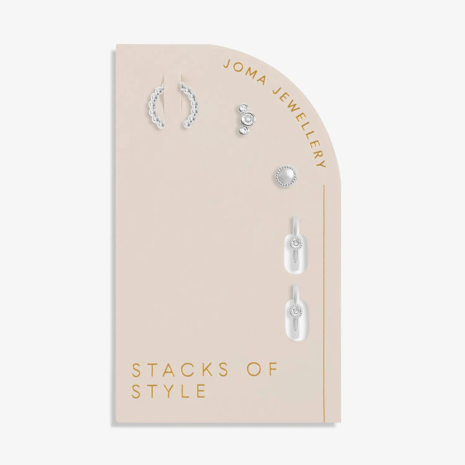 Joma Jewellery Stacks Of Style Silver Set Of Earrings