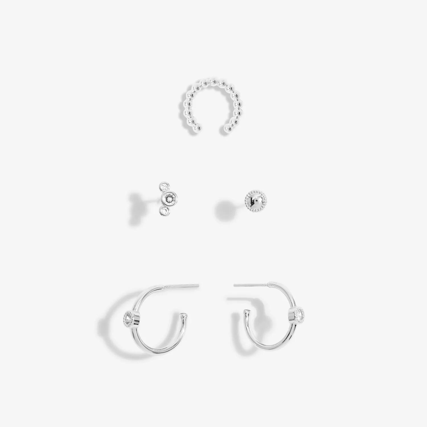 Joma Jewellery Stacks Of Style Silver Set Of Earrings