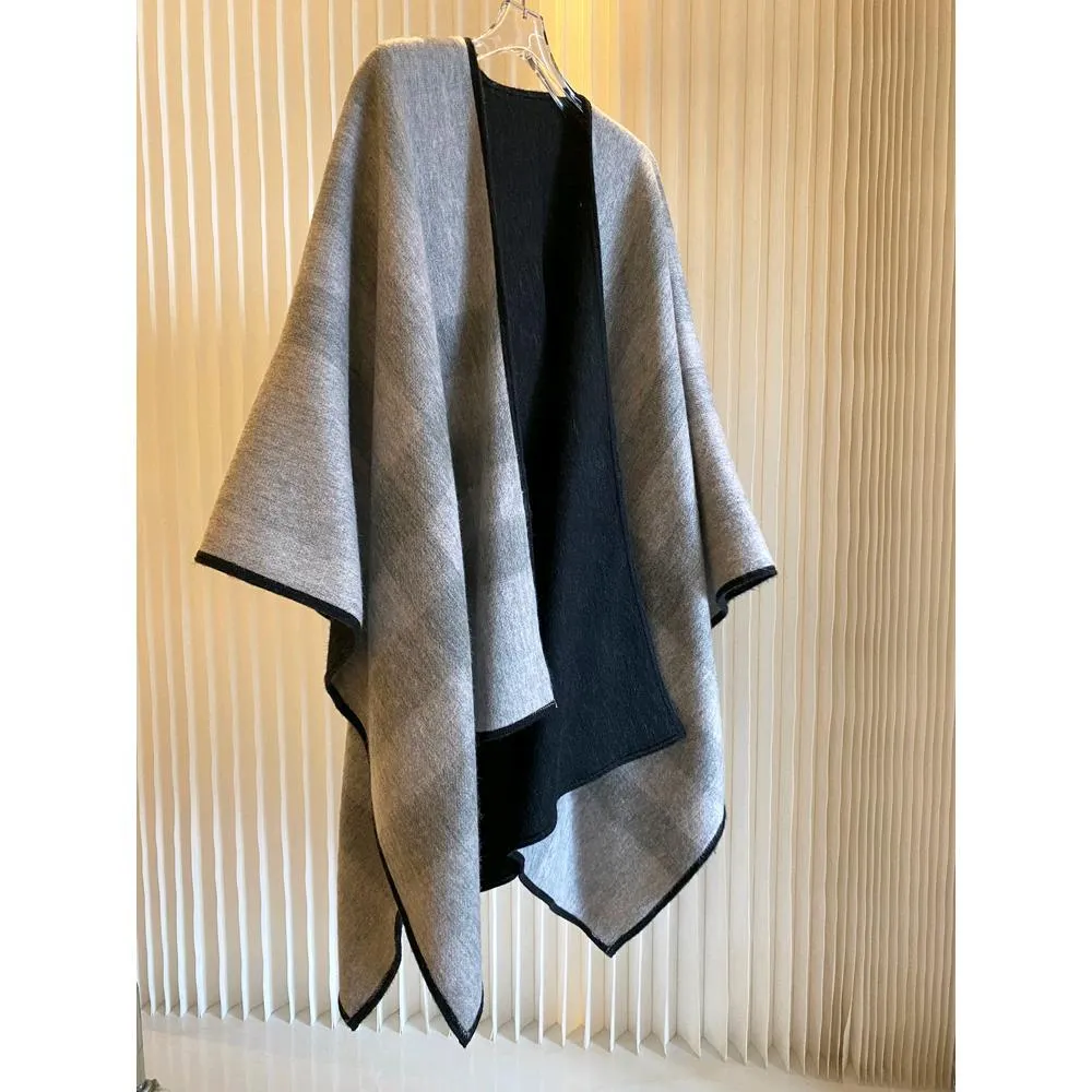 Joskaa outfit inspo fall British Plaid Cashmere Wool Cloak Double-Sided Dual-Use Oversized Shawl Scarf Thickened Warm Autumn and Winter All-Matching Women