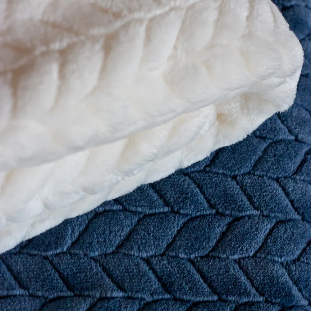 Juddlies Jacquard Flannel Baby Blanket - Navy