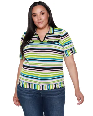 Juniper Striped Short Sleeve Sweater | Multi Stripe