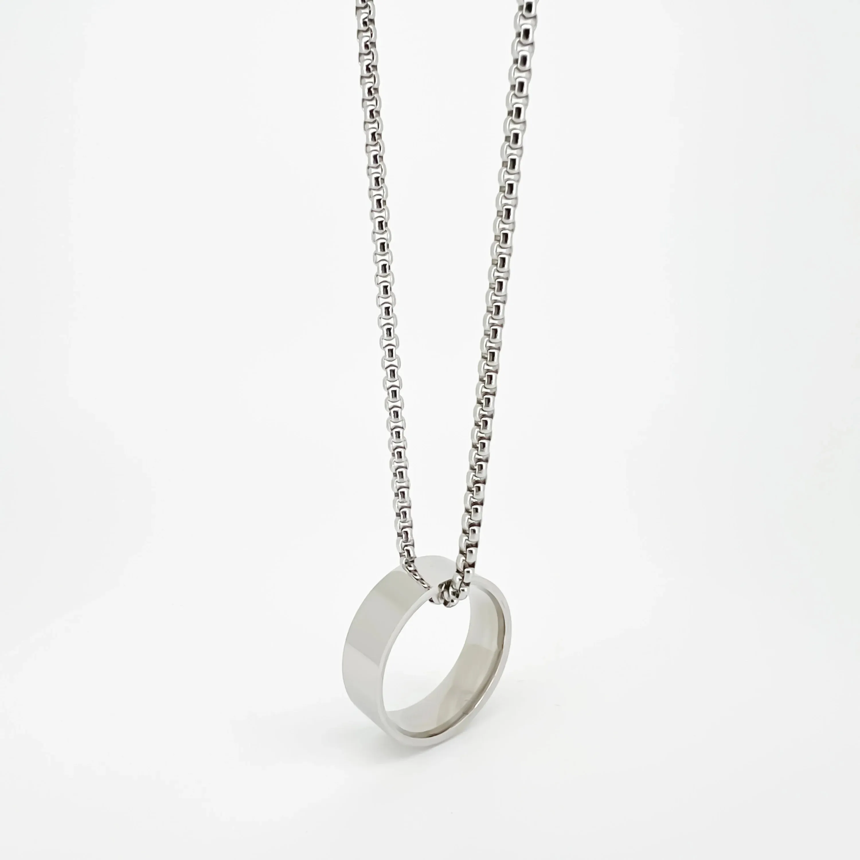 Kade Stainless Steel Necklace with Ring Pendant