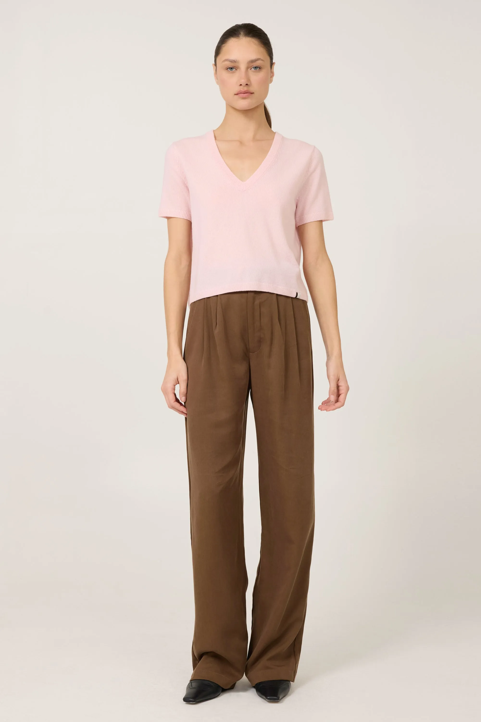 Kadri Cashmere Vneck Tee - Quartz