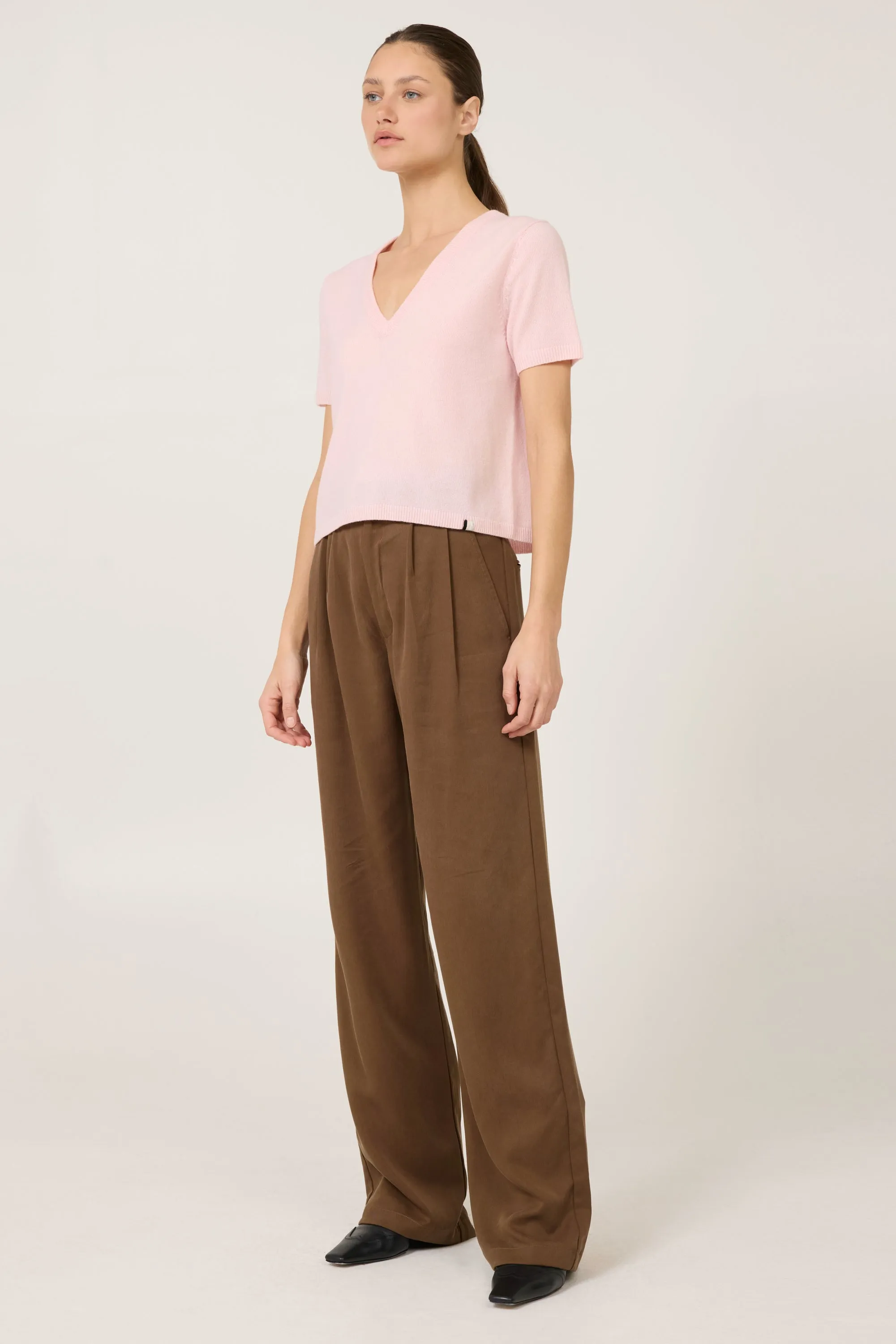 Kadri Cashmere Vneck Tee - Quartz