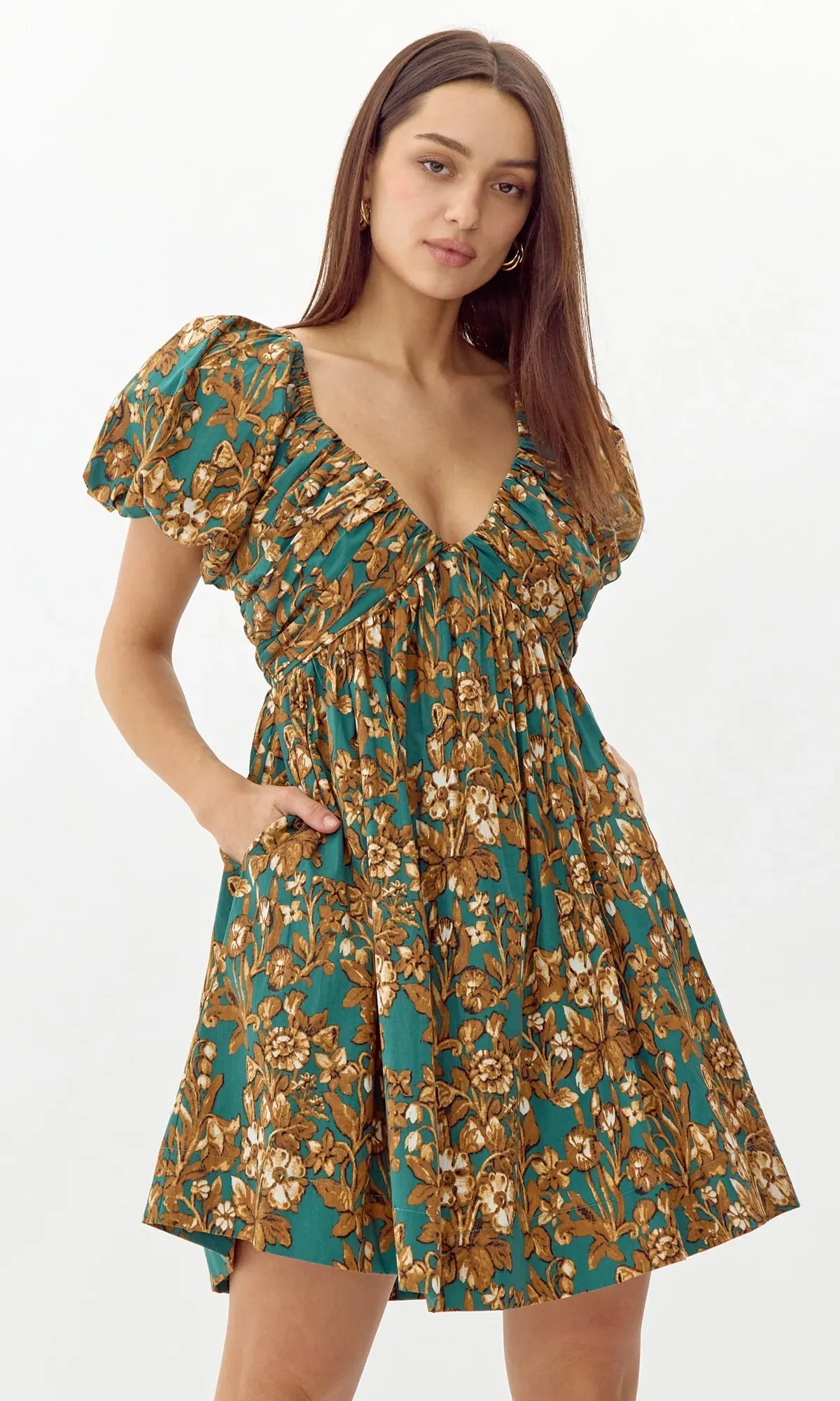 Karla Cotton Mini Dress- Teal