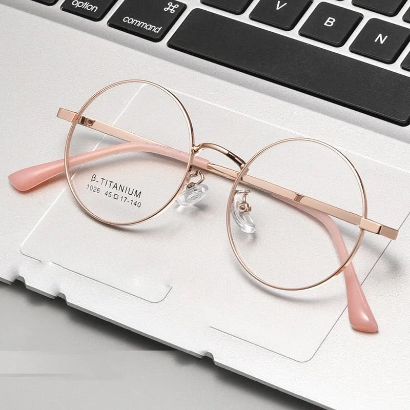 KatKani Unisex Full Rim Small Round Alloy Eyeglasses 1026th