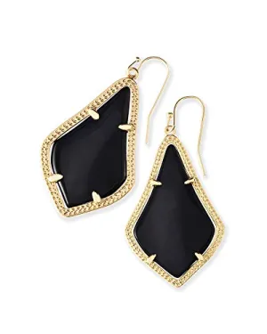 Kendra Scott Alex Drop Earrings for Women 14k Gold-Plated, Black Opaque Glass