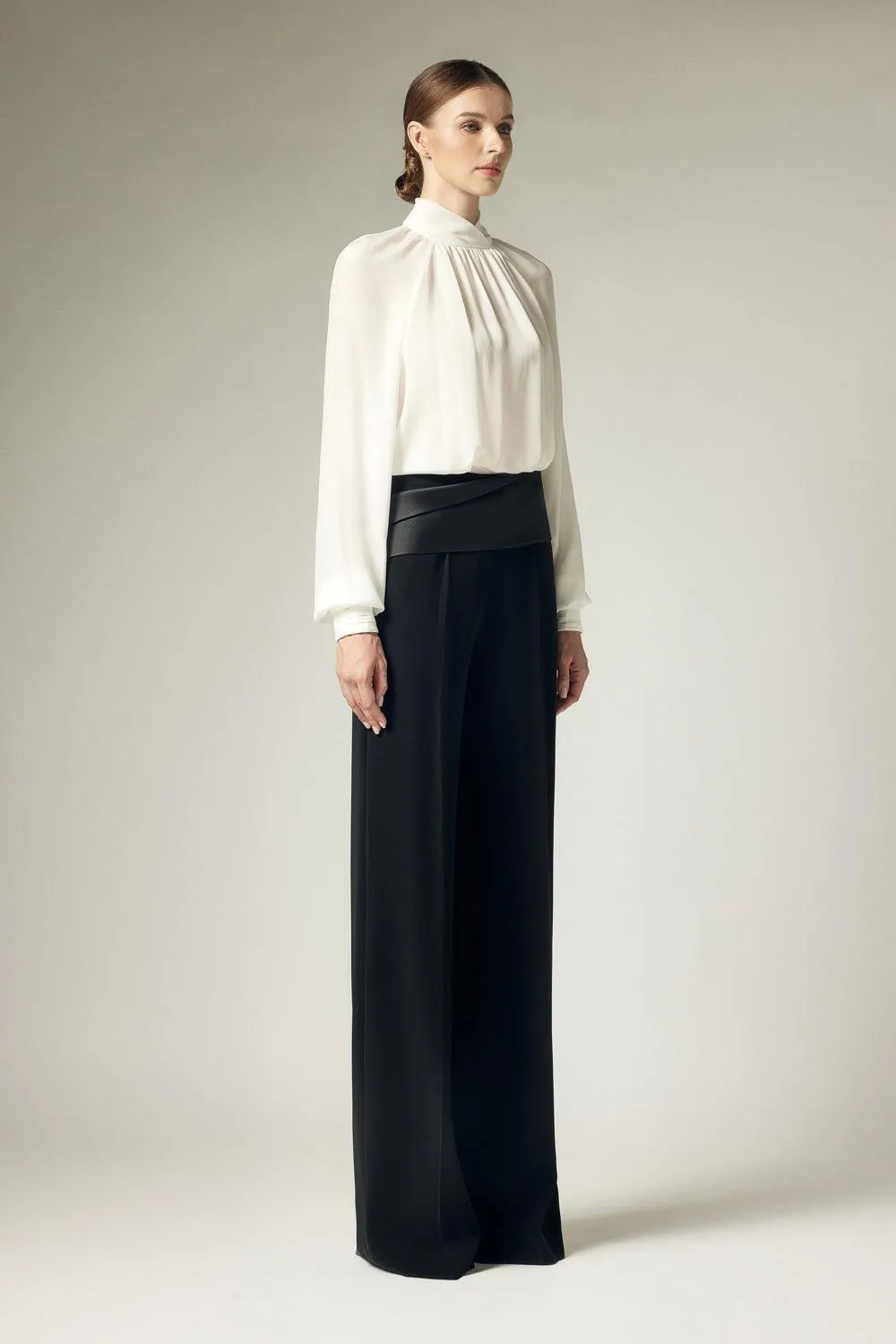 Kenya Straight Draped Crepe Floor Length Pants