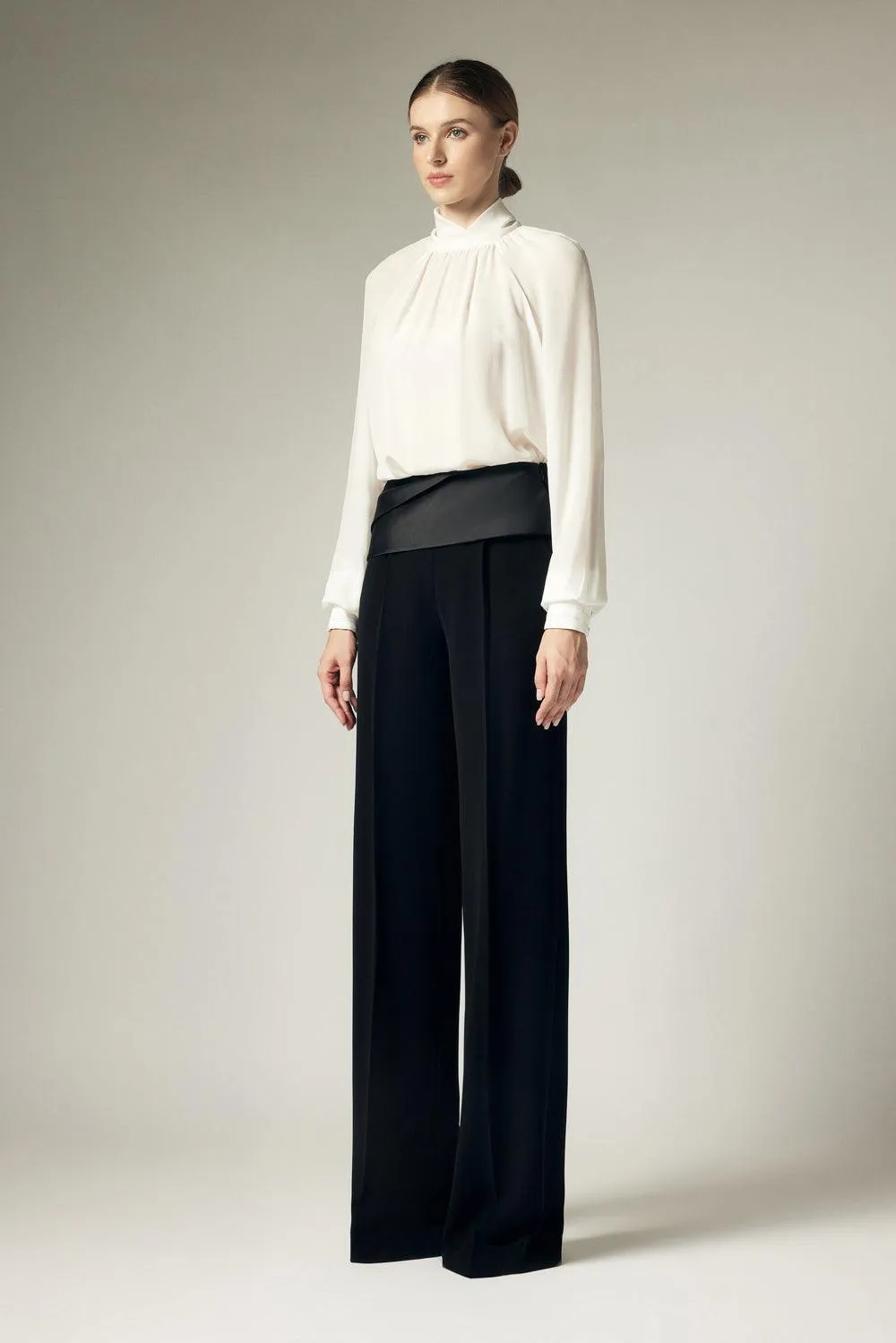 Kenya Straight Draped Crepe Floor Length Pants