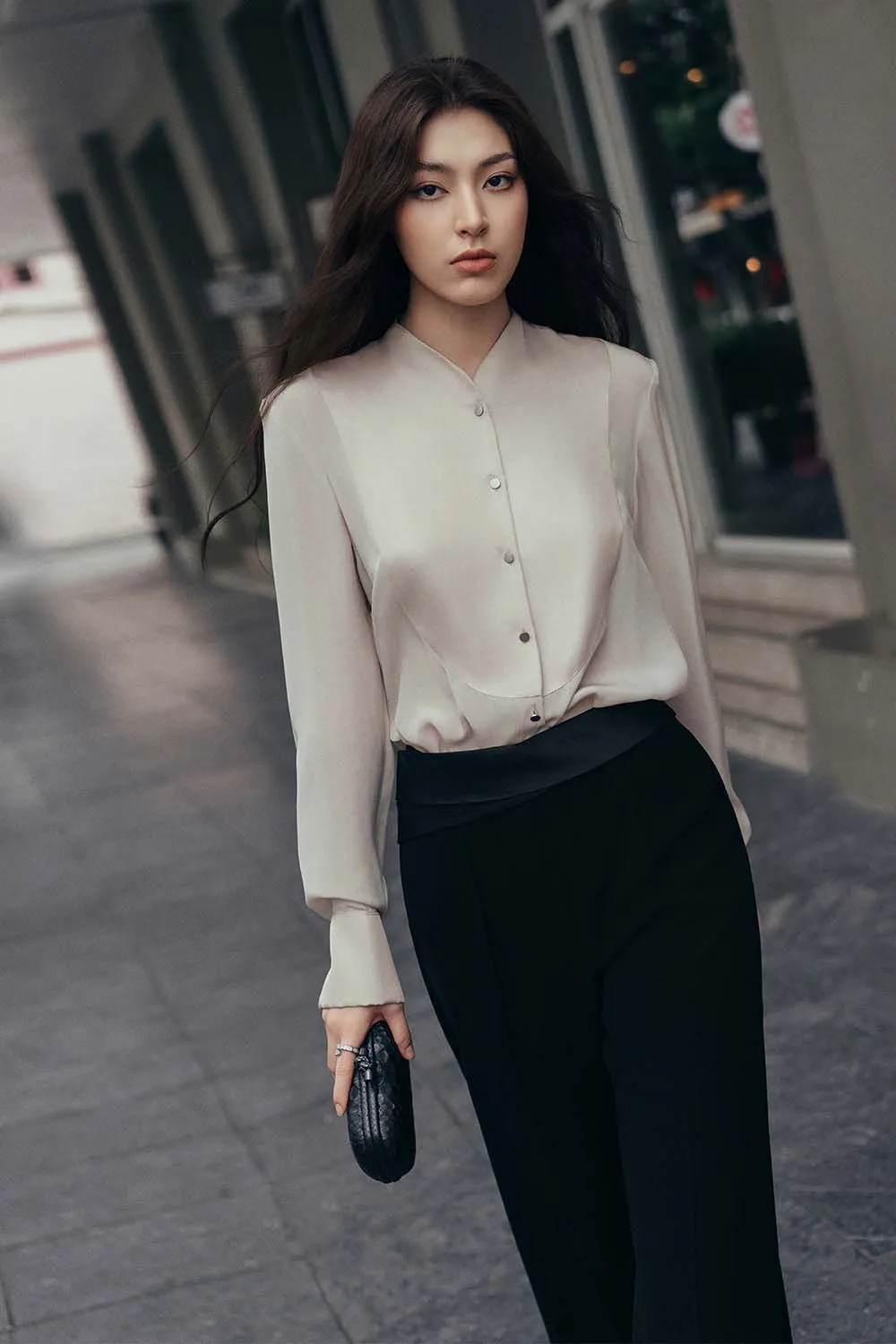 Kenya Straight Draped Crepe Floor Length Pants