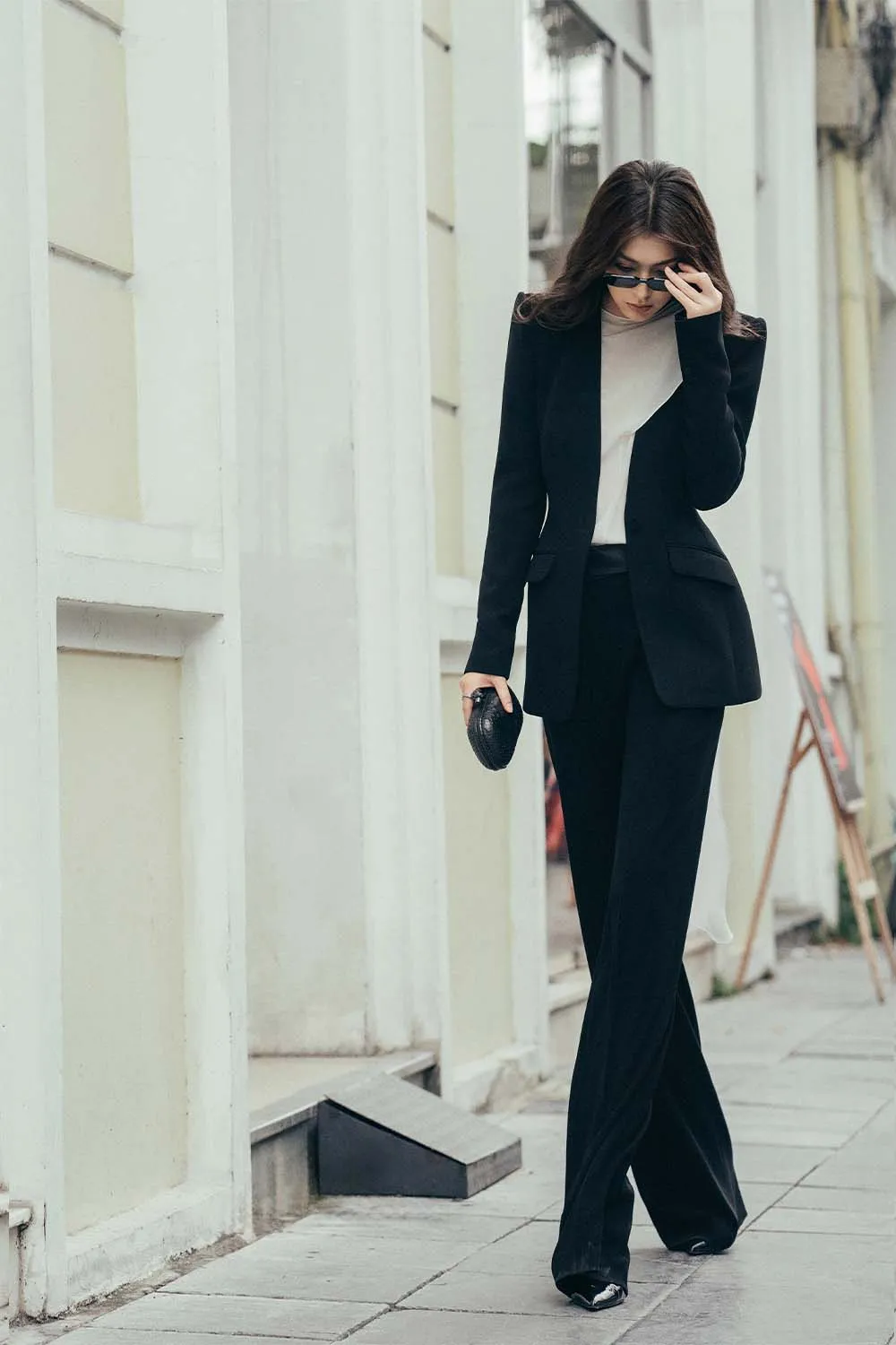 Kenya Straight Draped Crepe Floor Length Pants