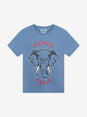 KENZO Boys Elephant Logo T-Shirt in Blue