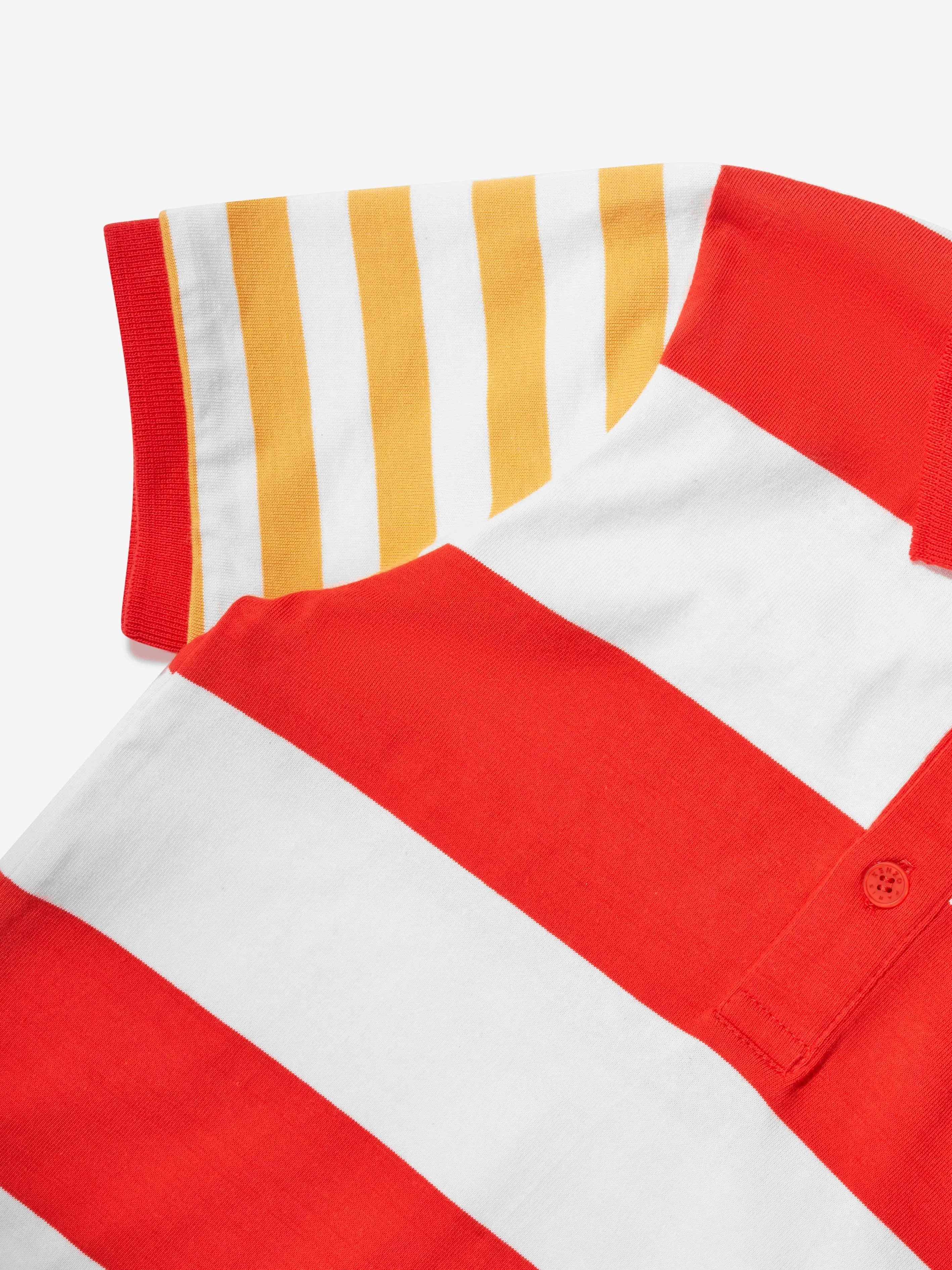 KENZO Boys Striped Polo Shirt in Red