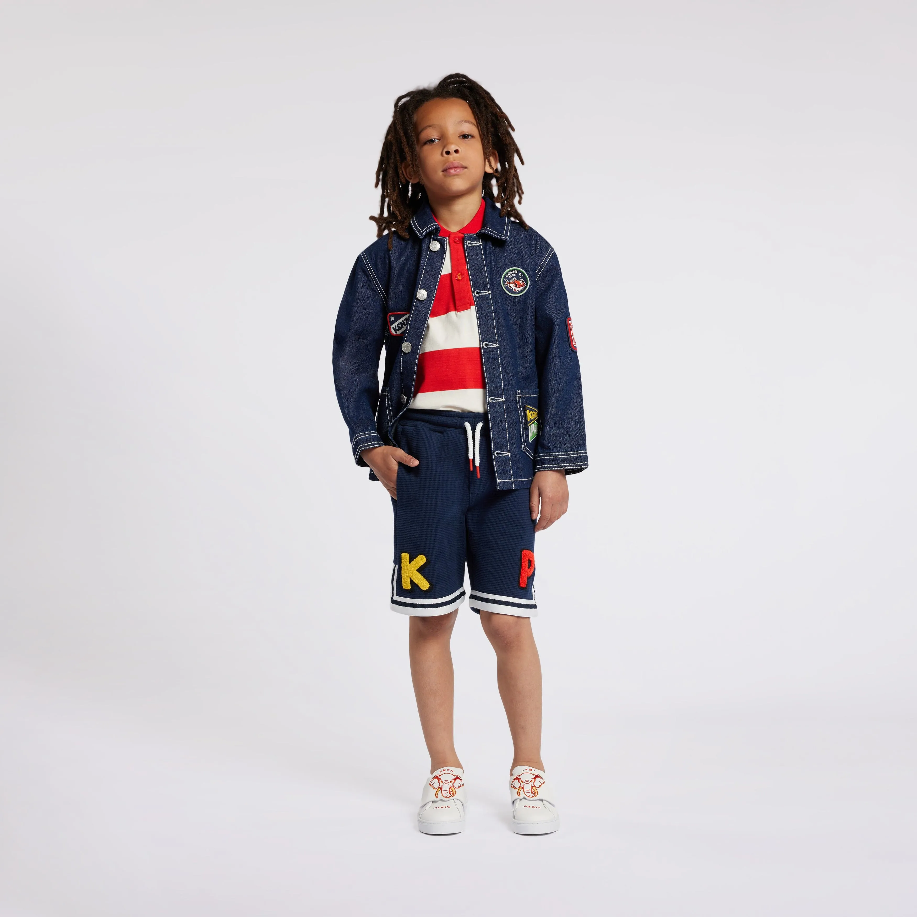 KENZO Boys Striped Polo Shirt in Red