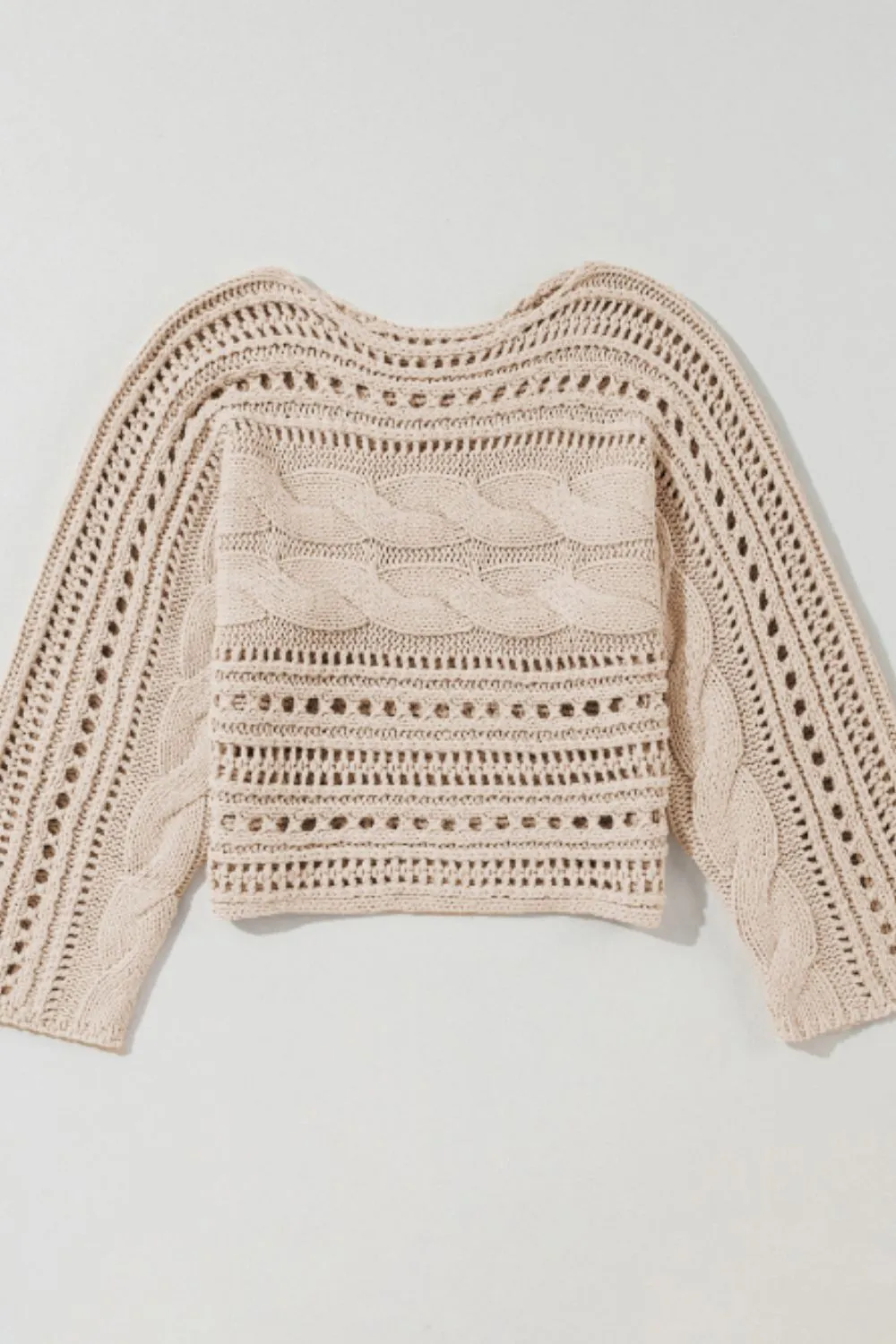 kesley Openwork Cable Knit Long Sleeve Sweater