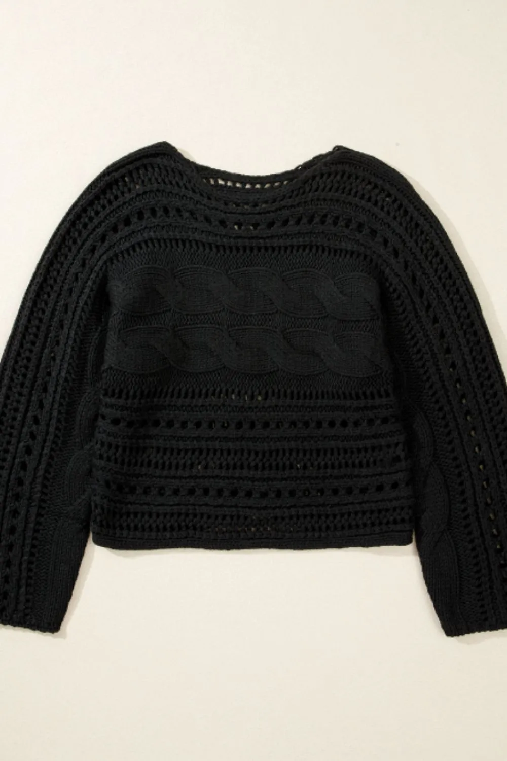 kesley Openwork Cable Knit Long Sleeve Sweater