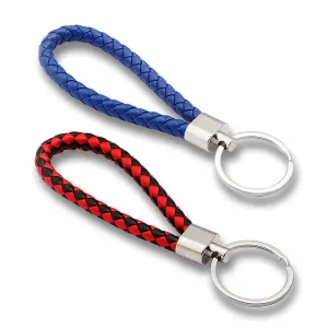 Keycare car leather keychain key holder keyring organiser 2 pack combo (Mini keyring RedBlack Blue)