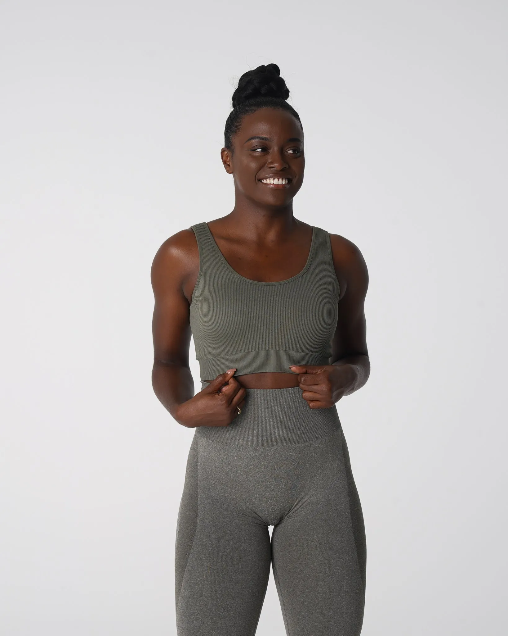 Khaki Green Desire Ribbed Seamless Bra