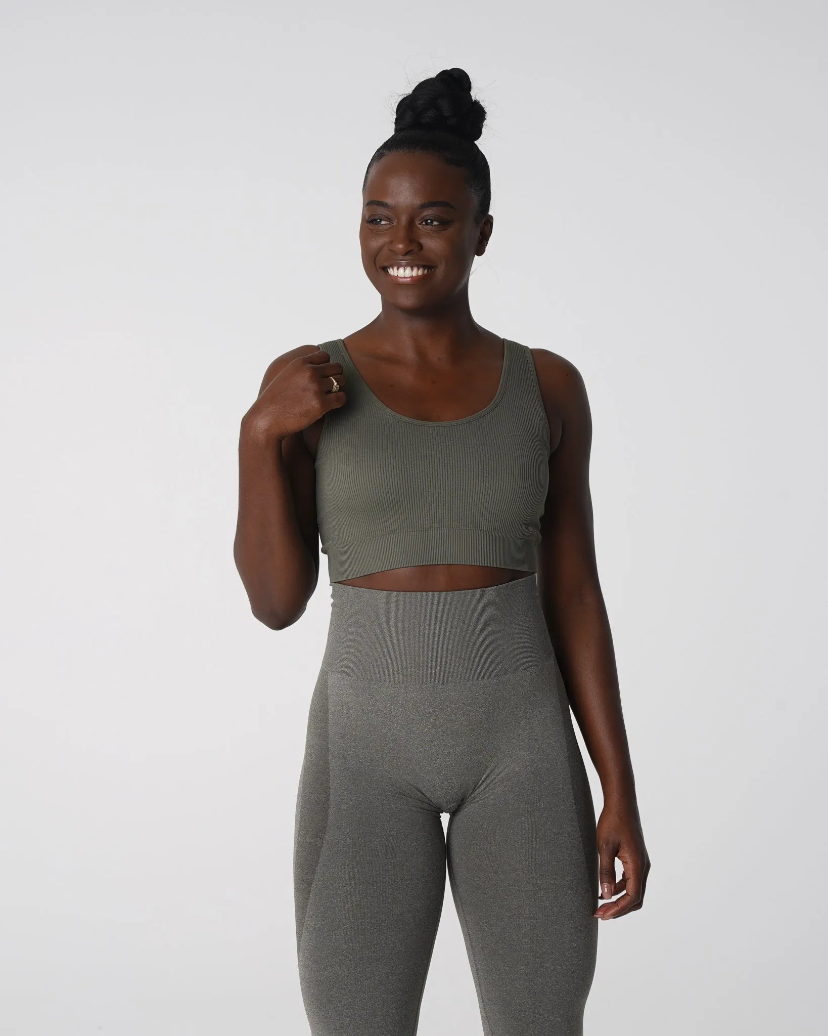 Khaki Green Desire Ribbed Seamless Bra