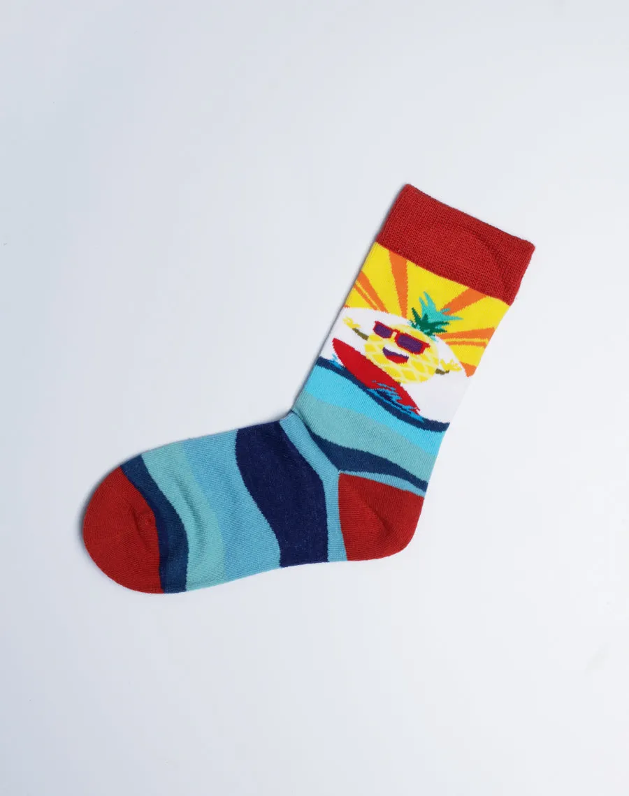 Kids Big Wave Surfing Pineapple Crew Socks