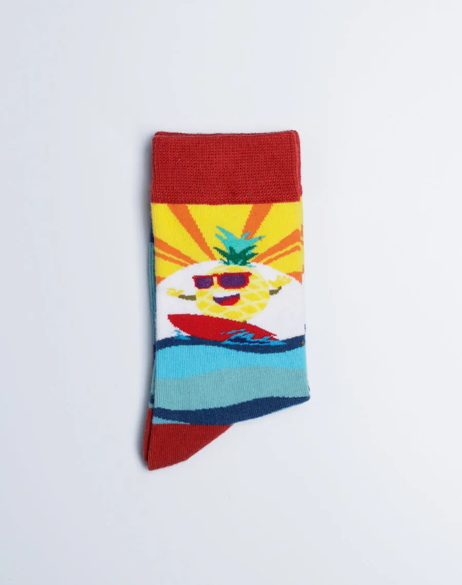 Kids Big Wave Surfing Pineapple Crew Socks