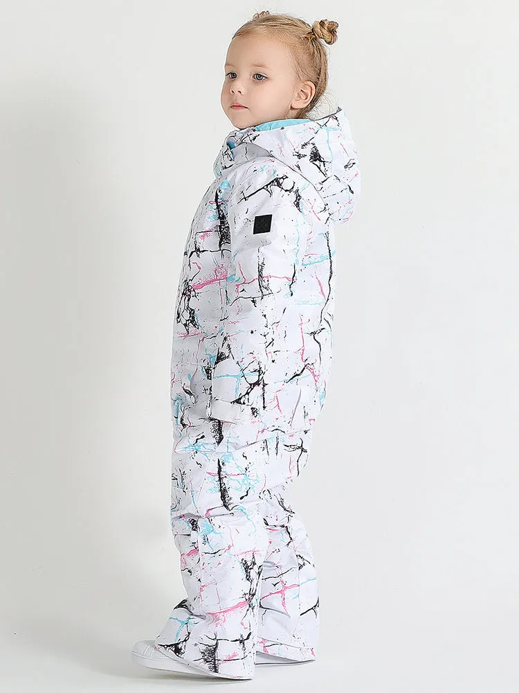 Kid's Colorful Vibrant Lines One Piece Snowboard Suit