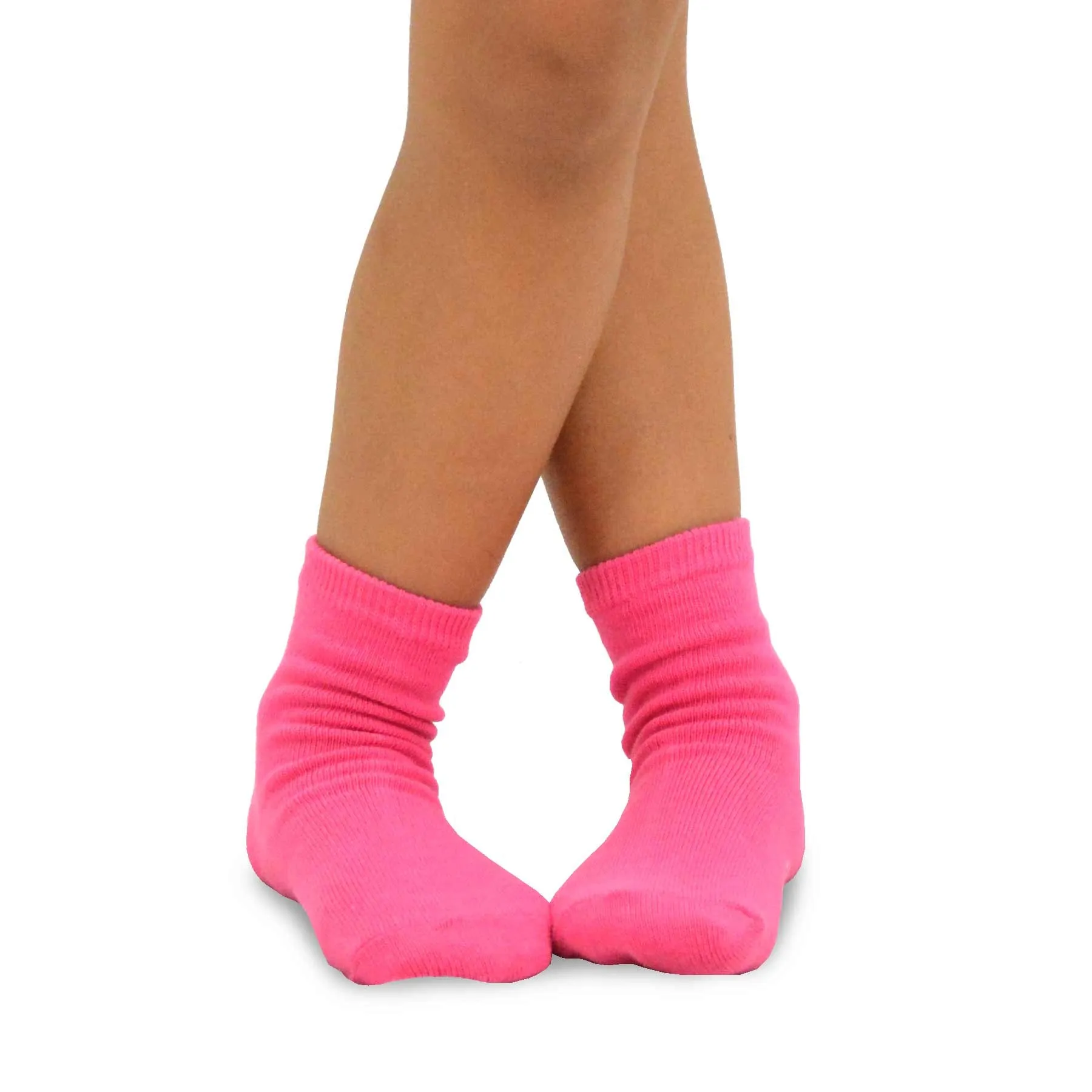 Kids Solid Crew Socks Fashion Cotton 6 Pair Pack