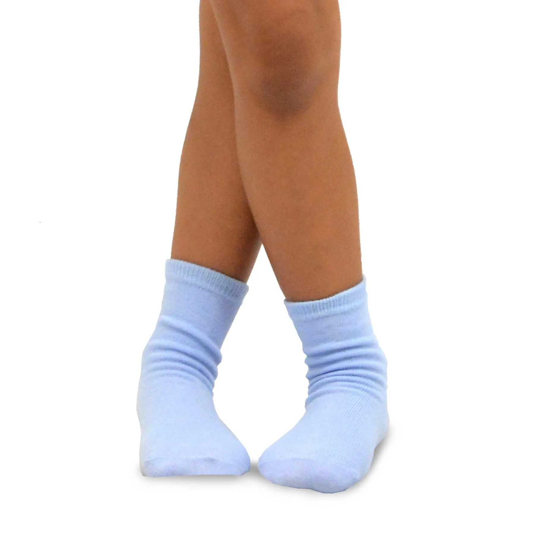 Kids Solid Crew Socks Fashion Cotton 6 Pair Pack