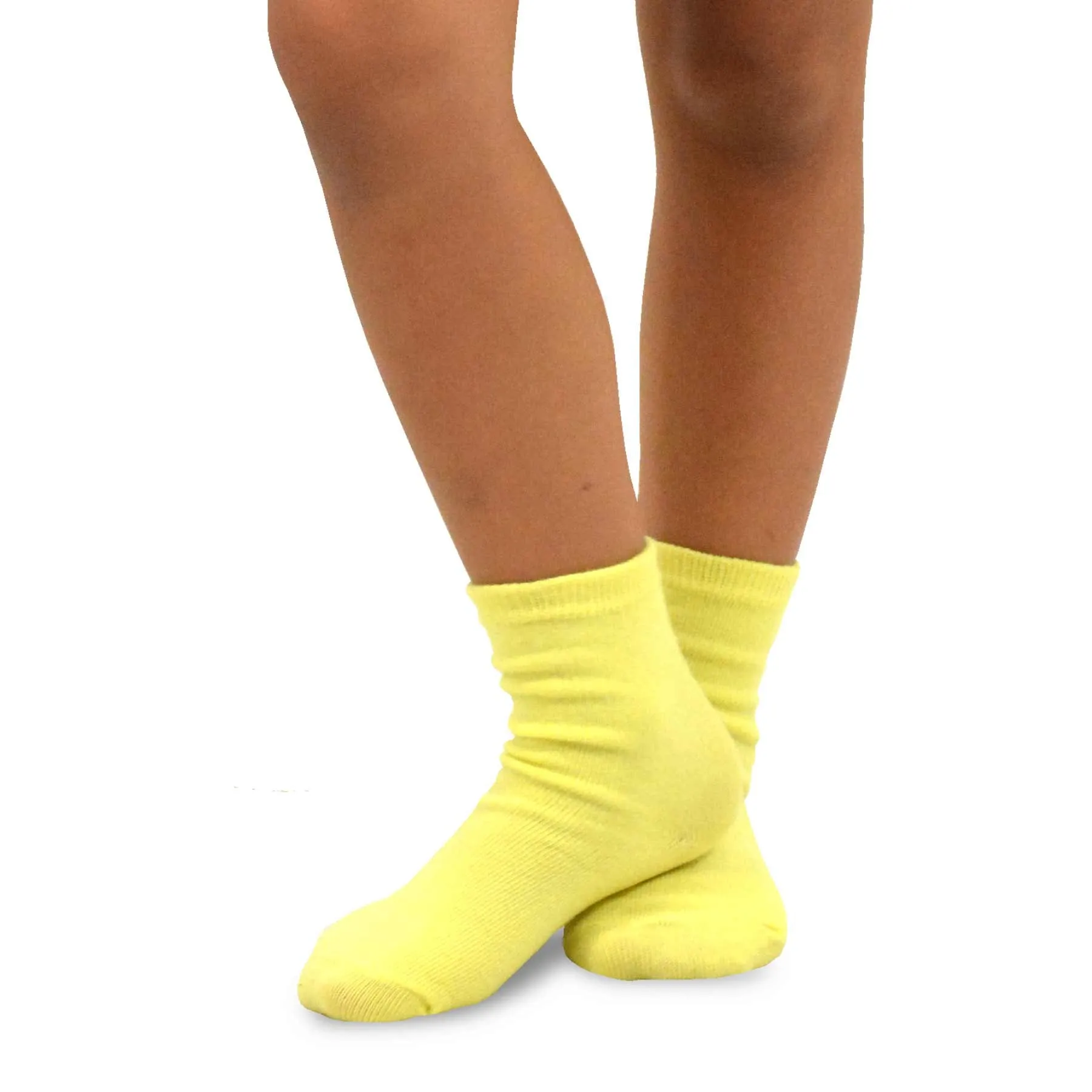 Kids Solid Crew Socks Fashion Cotton 6 Pair Pack