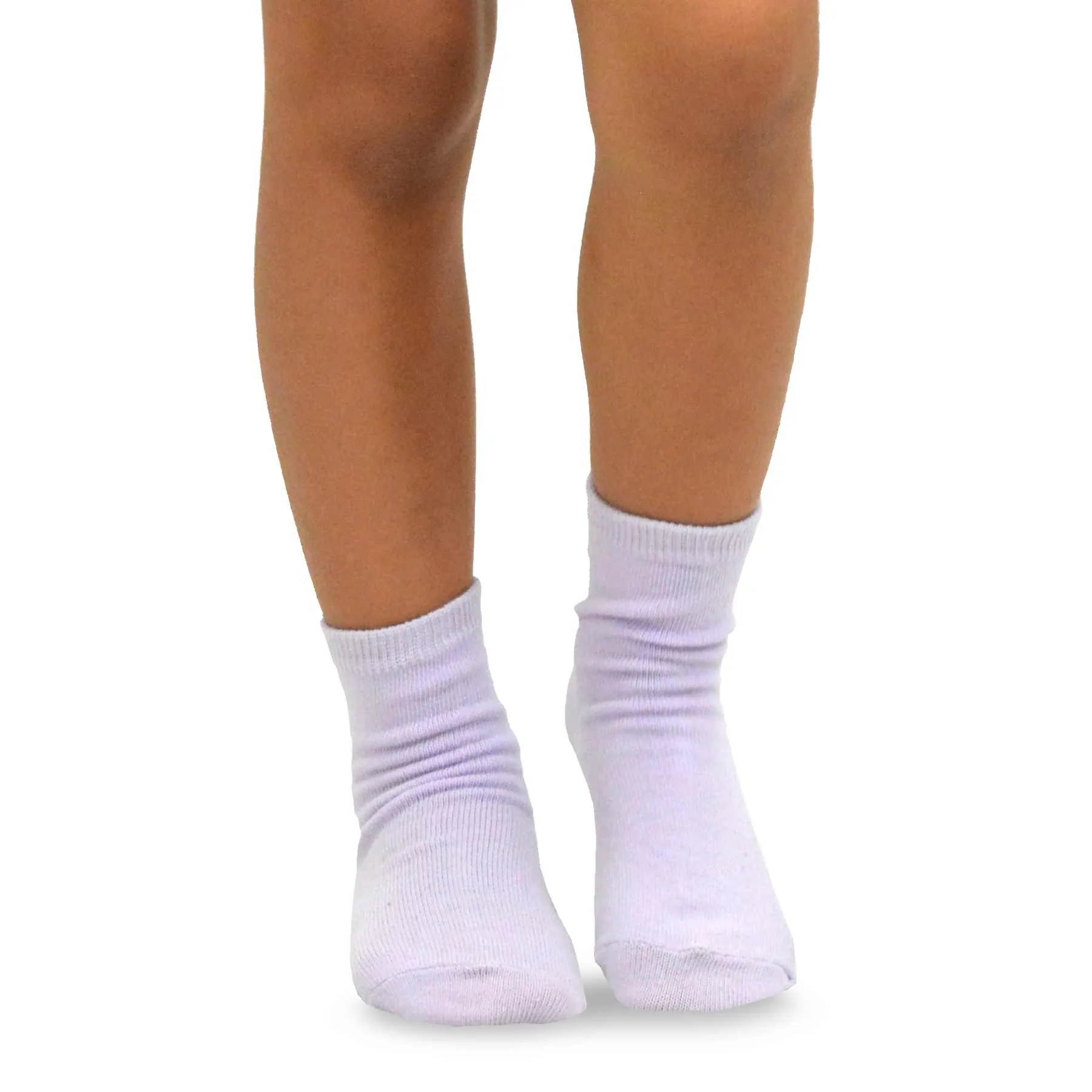 Kids Solid Crew Socks Fashion Cotton 6 Pair Pack