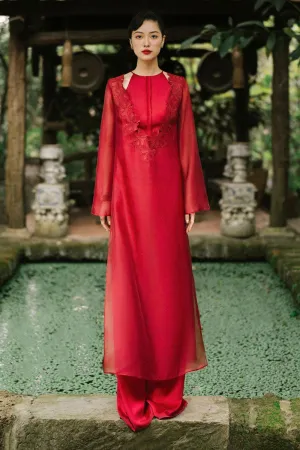 Kim Chi Straight Wide Leg Silk Floor Length Pants