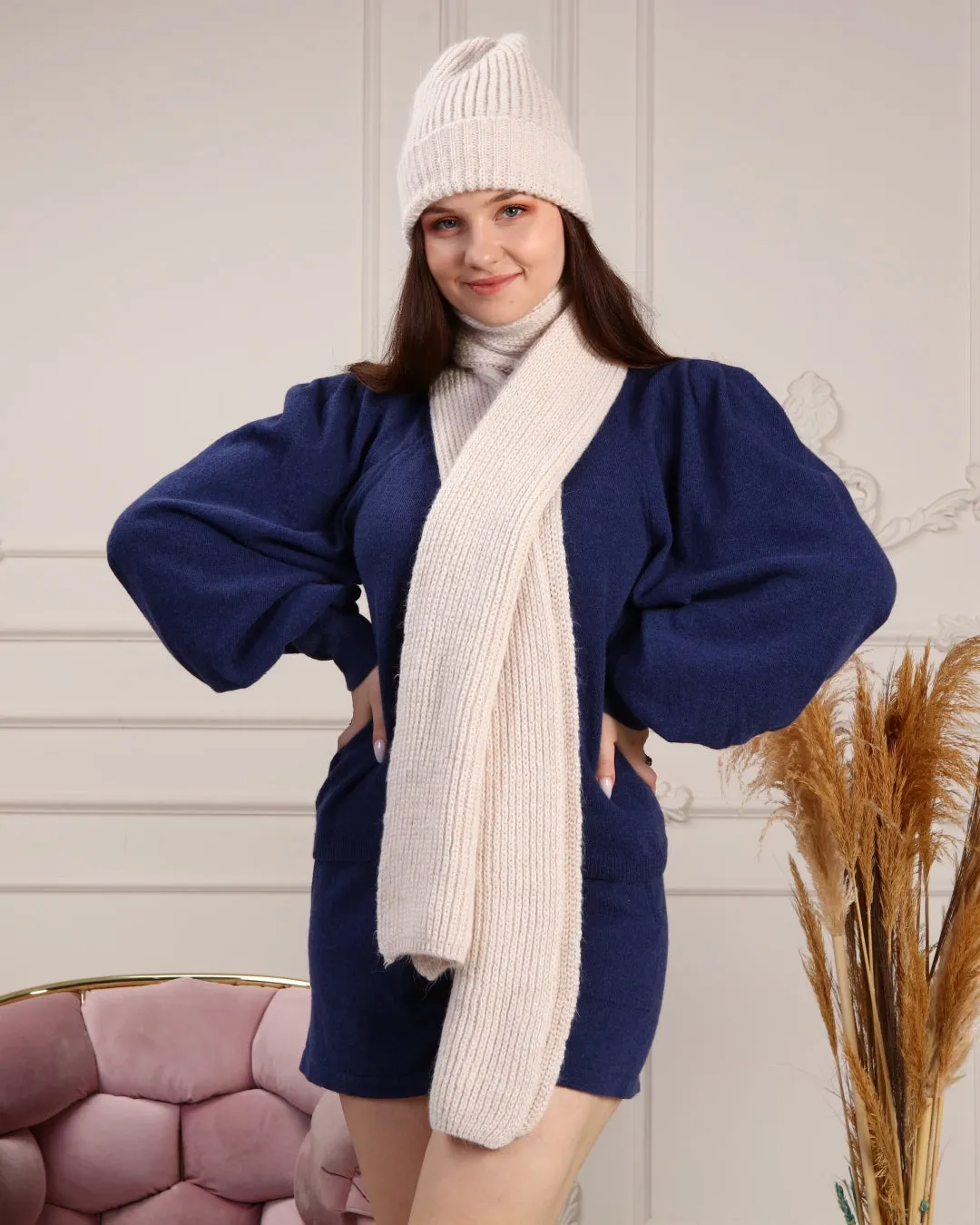 Knitted Beanie and Scarf Set - Women's Cozy Hat Scarf - Trending Fashion Outfit for Winter
