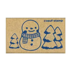 Kodomo No Kao Snowman and Tree Retro Stamp
