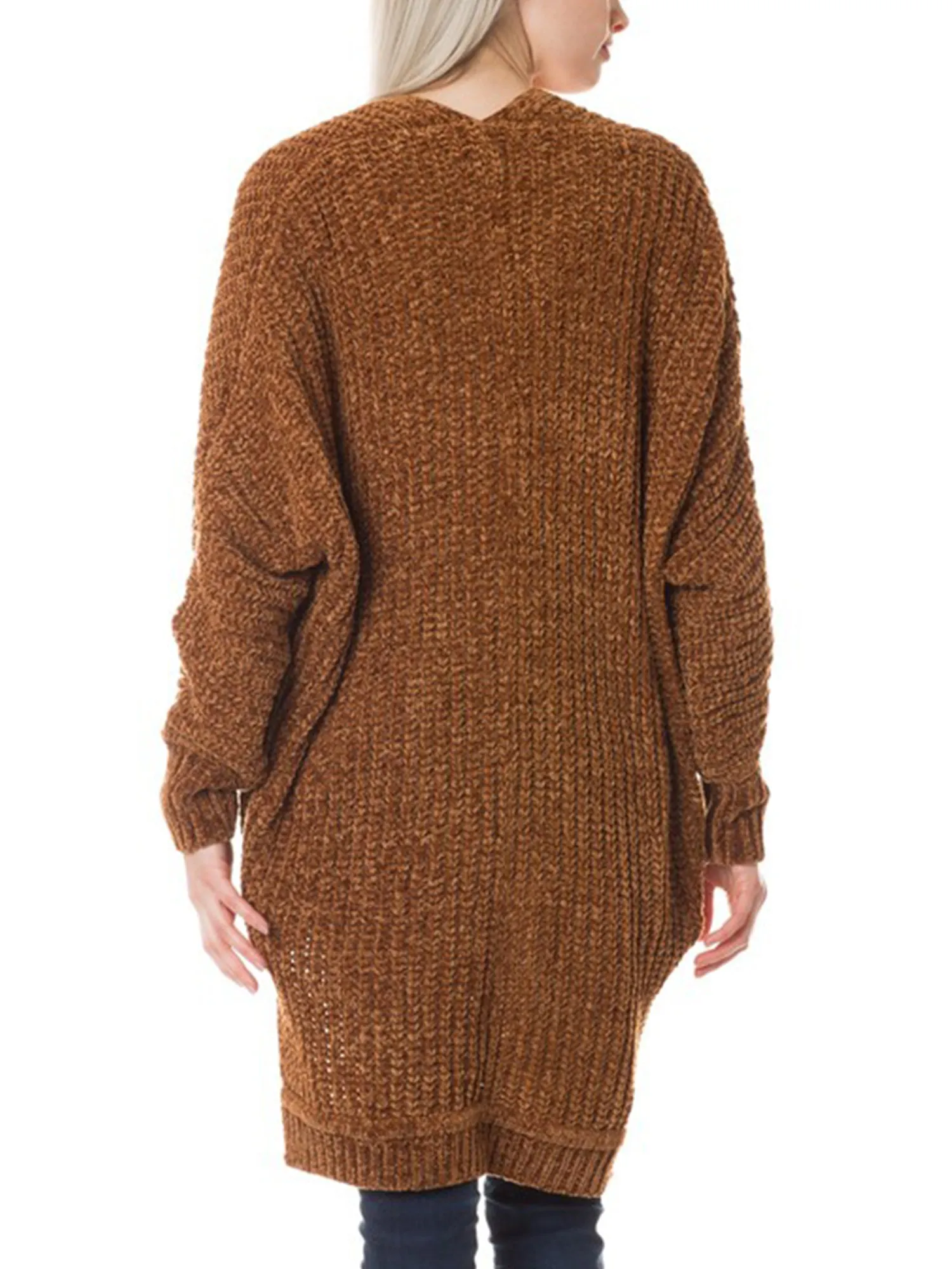 KOGMO Womens Casual Loose Fit Open Front High Low Knit Cardigan