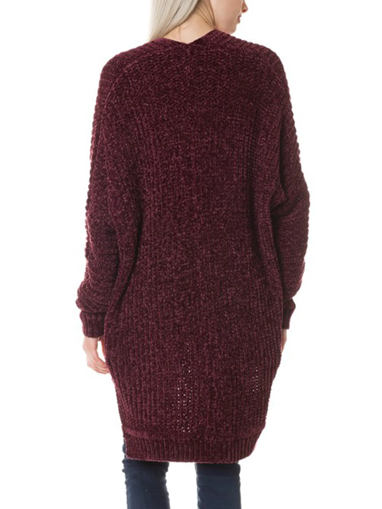 KOGMO Womens Casual Loose Fit Open Front High Low Knit Cardigan