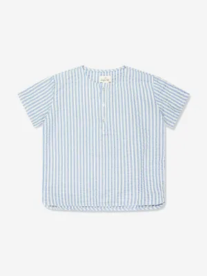 Konges Slojd Kids Organic Cotton Striped Ace Shirt in Blue