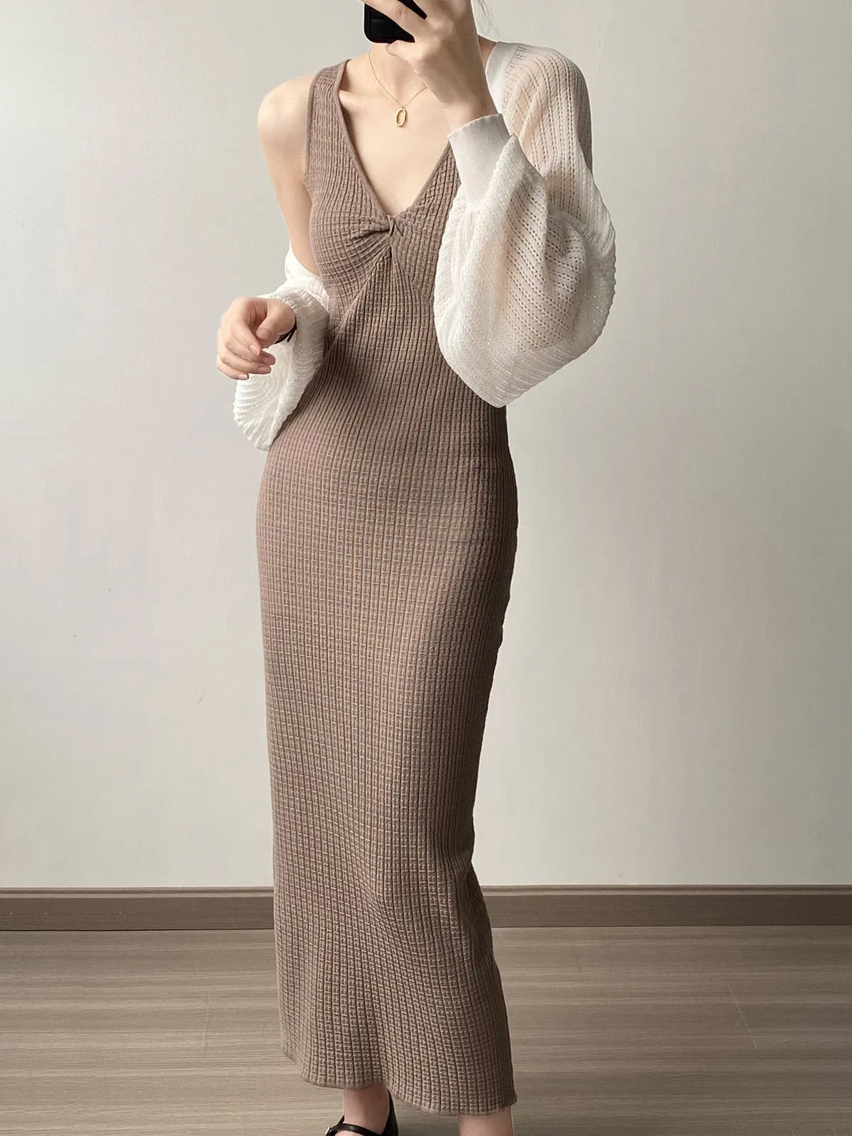 [Korean Style] 2 Colors Puff Sleeve Cropped Cardigan
